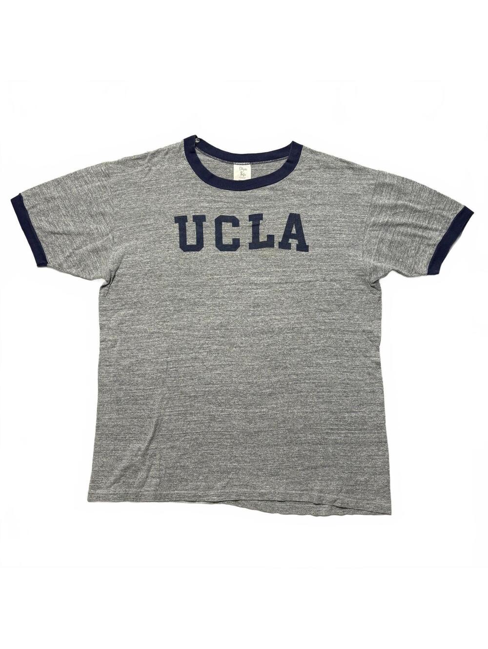 VTG 70's Collegiate Pacific UCLA Bruins NCAA Ringer T-Shirt Men's XL Gray Navy